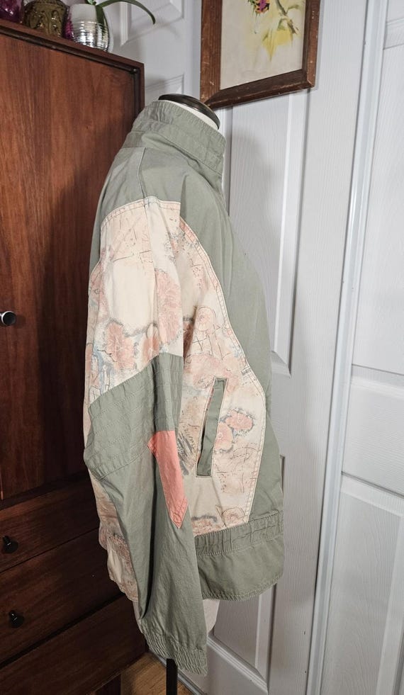 90s Windbreaker Green Pink Patchwork Lightweight … - image 4