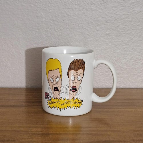 Mug Beavis & Butthead Cartoon MTV 12 oz vintage 1993
