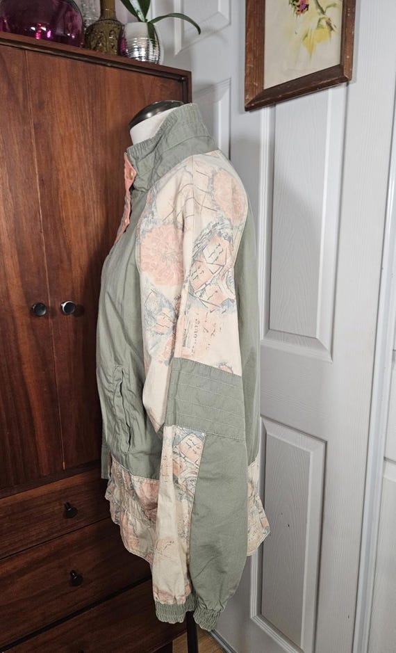 90s Windbreaker Green Pink Patchwork Lightweight … - image 2