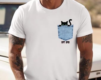 Black Cat Dad T-Shirt: Lightweight Cotton Cat Lover Gift