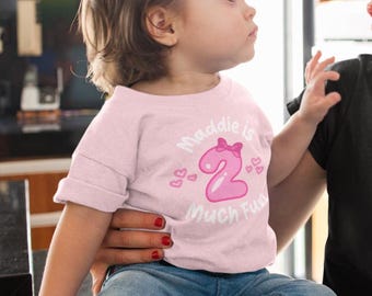 Personalized Toddler Birthday Tee: "2 Much Fun" Kids' T-Shirt