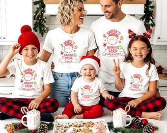 Family Christmas Custom Baking T-Shirt, Santa's Cookie Crew Personalized Shirt, Custom Holiday Tee