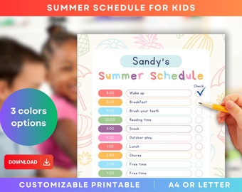 Fun Kid’s Summer Schedule - Digital Download | Printable Daily Planner ...