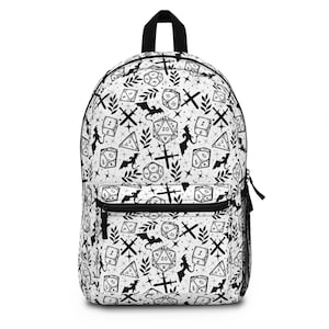 Back to School Dungeons and Dragons Backpack for DND Gift Gaming Backpack D20 Dice Gift for TTRPG Game Fantasy Backpack Dungeon Master Gift