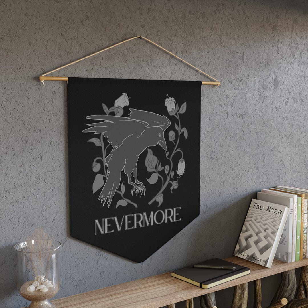 Nevermore Raven Pennant: Edgar Allan Poe Gothic Wall Art - Etsy