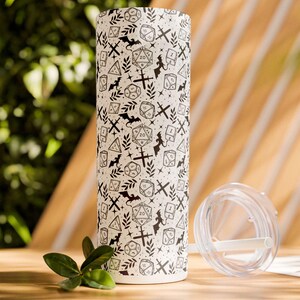 Dungeons and Dragons Skinny Tumbler For TTRPG Gift Tabletop Gaming Gift DND Dungeon Master Gift for Him D20 Dice Cup Fantasy Decor RPG Gift