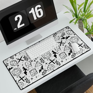 Tapis de souris MDN, tapis de bureau pour donjons et dragons, cadeau gaming D20, tapis de bureau pour ordinateur Gaming D&D, TTRPG, cadeau fantaisie pour lui