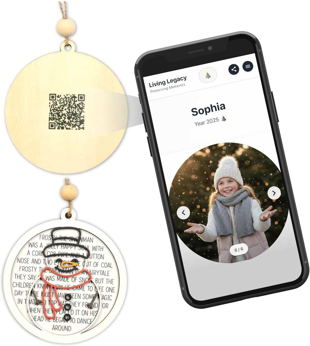 QR Code Wooden Christmas Ornament – Personalized Photo and Message ...