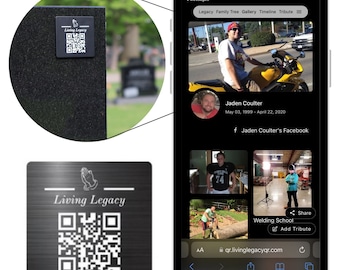 Memorial QR Code Medallion Tag: Gravestone Tribute, Bereavement Gift