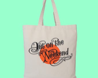 Neil Young Tote Bag Harvest album art print Out on the Weekend hand screen printed fan art shopping record bag