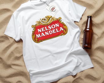 Stella Artois Parody T-Shirt: Nelson Mandela Hand-Screen printed Beer Tee