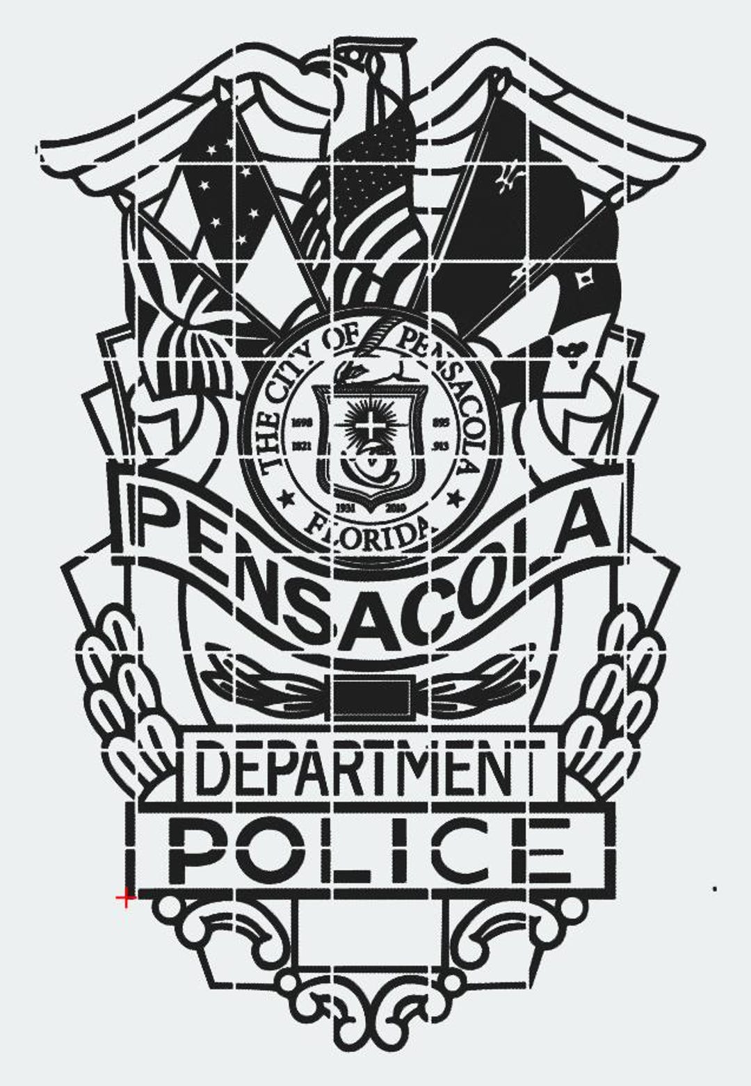 ペンサコーラ フロリダ警察バッジ svg、ai、lbrn、dxf デジタル