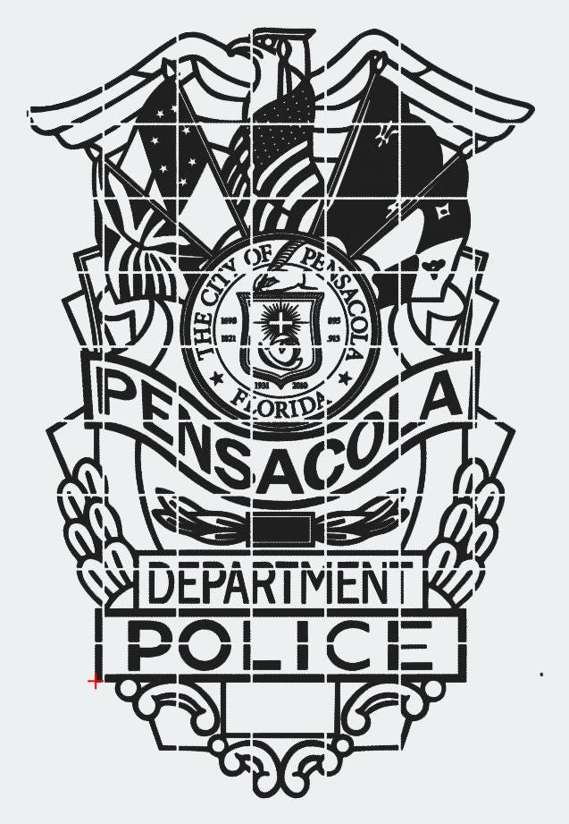 ペンサコーラ フロリダ警察バッジ svg、ai、lbrn、dxf デジタル