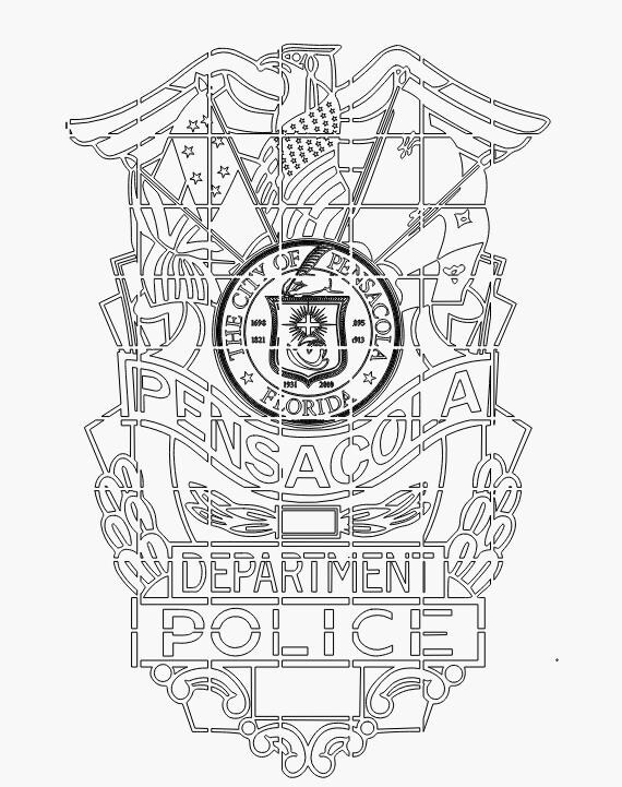 ペンサコーラ フロリダ警察バッジ svg、ai、lbrn、dxf デジタル