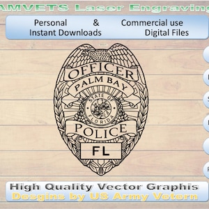 Palm Bay Florida Police Badges svg, ai, lbrn, dxf digital files
