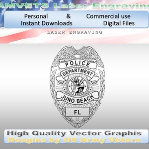 Juno Beach FL Badge svg, ai, lbrn, png, dxf digital files