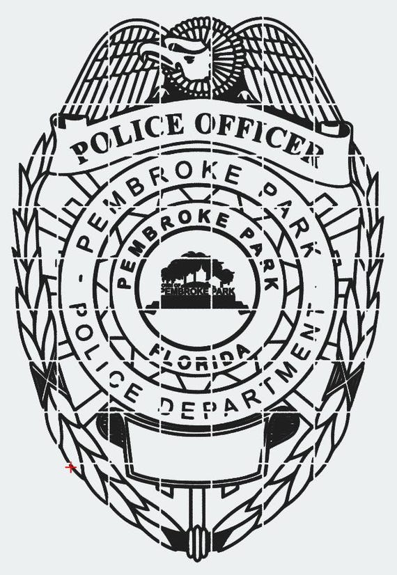 ペンブロークパーク フロリダ警察バッジ svg、ai、lbrn、dxf デジタル