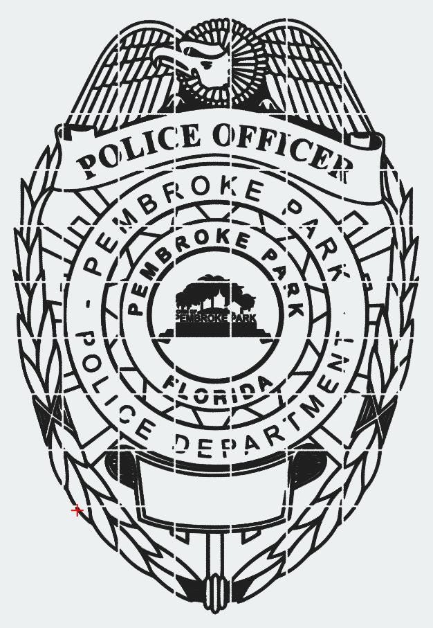 ペンブロークパーク フロリダ警察バッジ svg、ai、lbrn、dxf デジタル