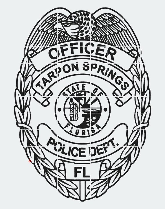 フロリダ州ターポンスプリングスの警察バッジ（SVG、AI、LBRN、DXF