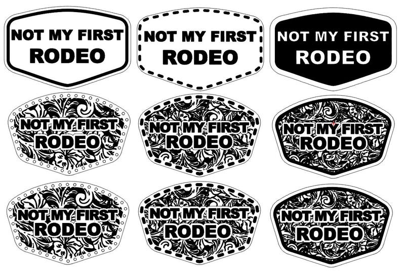 Not My First Rodeo Hat Patch 9 Design Template, Custom Shapes Scroll ...