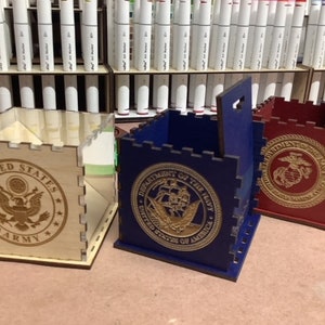 Military id tag memorial box acrylic display case SVG + Ai Laser Cut Files -- INSTANT DOWNLOAD designed for use with 1/8 wood acrylic.