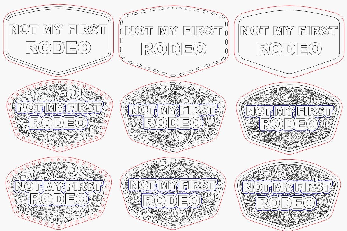 Not My First Rodeo Hat Patch 9 Design Template, Custom Shapes Scroll ...
