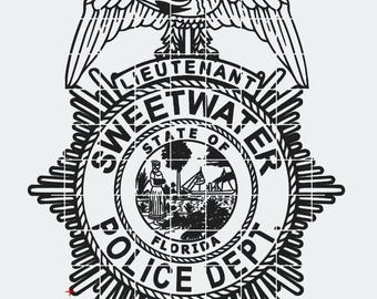 Sweetwater Florida politiebadge digitale bestanden: svg, ai, lbrn en dxf