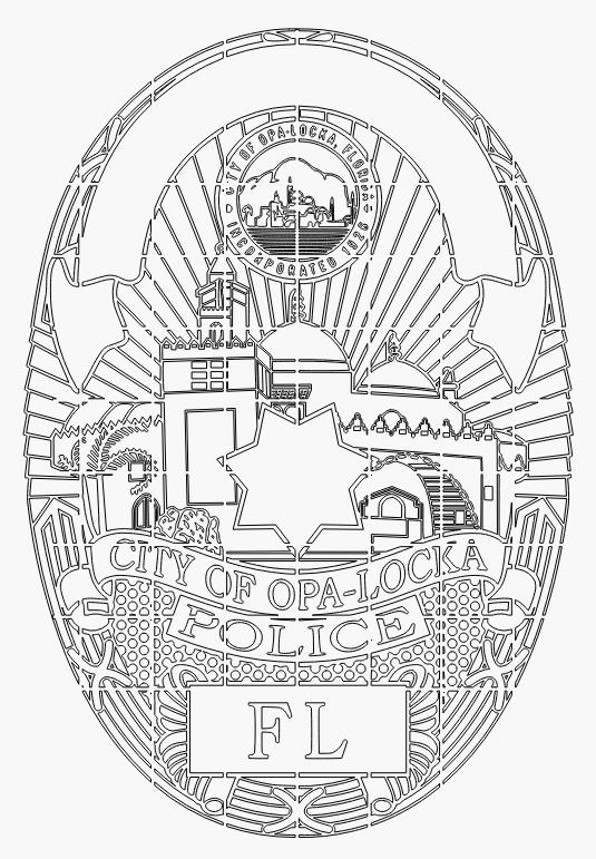 フロリダ州ペンサコーラ市警察バッジ ペンブロークパーク フロリダ警察バッジ svg、ai、lbrn、dxf デジタル