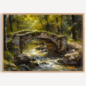 Ruhige Szene: Steinbrücke, Wanddekor, Drucke, Horizontaler Druck, Ölgemälde, Wandkunst