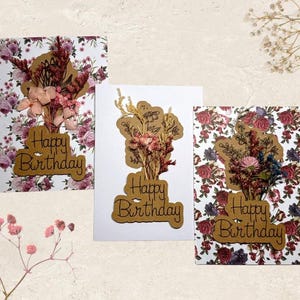 Geburtstagskarte mit Trockenblumen – Handgemachte Happy Birthday Karte – Blumengruß – Naturdeko – Grußkarte Vintage Boho Stil