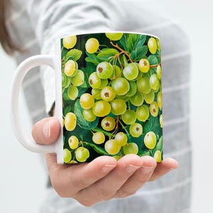 Sweet Gooseberry Ceramic Mug - Summer Vibes, Berry Basket, Fresh Berries, Indian Gooseberry, Fruit Art, Fruit Cups, Gooseberry Color