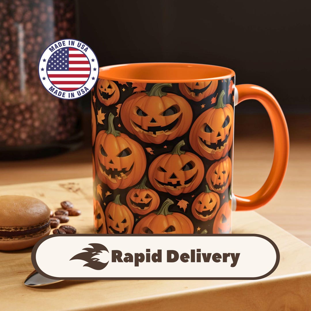Jack O Lantern Coffee Mug - Spooky Pumpkin Halloween Theme - Etsy