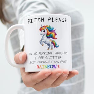 Eenhoornmok teef alsjeblieft - fantastische eenhoornmok, grappige eenhoorncadeaus, ongepaste mokken, grote onbeleefde mok, grappig partnercadeau