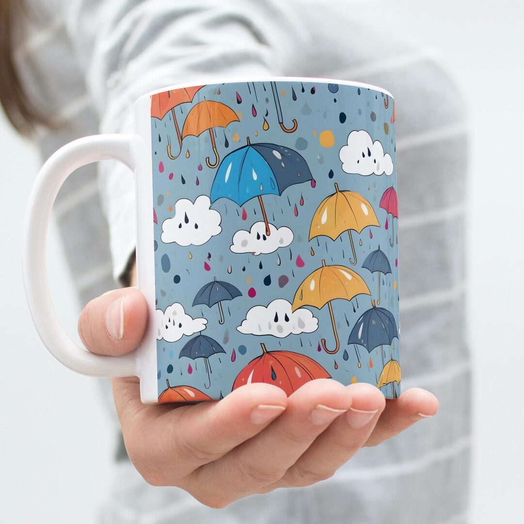 Rainy Day Ceramic Mug - Stormy Weather, Cloudy Sky, Autumn Vibes, Rainy ...