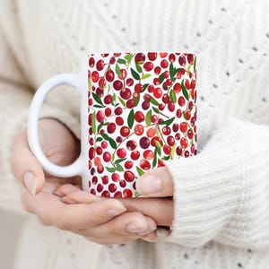 Cranberry Color Ceramic Mug - Fresh Cranberries, Cranberry Red Cup, Berry Basket, Fresh Berries, Summer Vibe, Cranberry Drawing, Fruit Decor