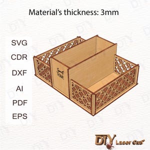 File di taglio laser per organizer da cucina, porta tovaglioli e porta tè svg, organizer da scrivania, dxf, ai, cdr, eps, pdf