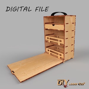 Caja de herramientas portátil para artistas y modelistas: archivo cortado con láser