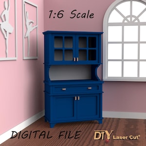 Mobiletto per bambole in scala 1:6, file vettoriale per taglio laser, 3 mm, mobili in miniatura, casa delle bambole, svg, mobili da cucina, cdr, dxf, ai, pdf