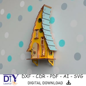 Märchenhaus Lampe Holzhaus mit Licht dekoratives Dämmerlicht, Holzhaus LED, Innendekoration Story Lampe Kabine 3D Muster Haus