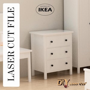 Chest of 3 Drawers 1/6 Scale, 12 Inch Doll, Furniture For 1:6 Dollhouse, Laser cut file SVG, 3mm material, dxf, pdf, cdr, svg