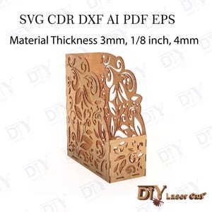 Leaf Pattern Desktop Organizer Laser Cut File, Wooden Paper Tray, Organizer Stand, Flat Tray Laser Cutting File, Svg, Dxf, Pdf, Esp, Cdr, Ai