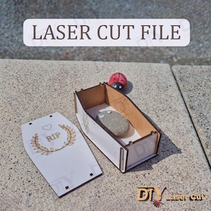 Pet Coffin with Memorial Plaque Laser Cut, DIY Small Animal Burial Box, svg, pdf, eps, dxf, ai, cdr
