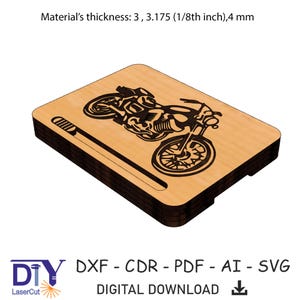 Kaarthouder voor rijbewijs lasergesneden bestand, houten cadeau, digitale vectorkunst, 3 mm, 1/8 in, 4 mm, 3,2 mm