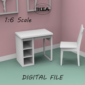 1:6 Scale IKEA-Style Doll Desk – Laser Cut File, 3mm material, doll furniture