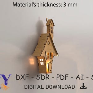 Märchenhaus Lampe Holzhaus mit Licht dekoratives Dämmerlicht Holzhaus LED Innendekoration Story Lampe Kabine 3D Muster Haus
