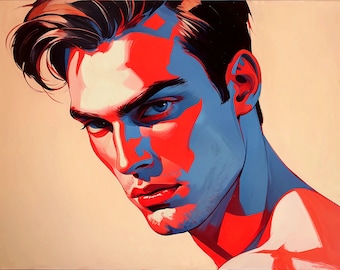 Pop Art, Male Portrait, Art Print, Wall Art Decor, Bold Portrait, Framed Horizontal Poster