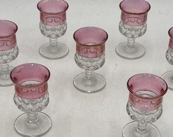 Vintage Cranberry King's Crown Cordial Glasses – Tiffin Franciscan Thumbprint Glassware