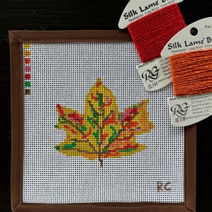 Fall Confetti Leaf | 13 Mesh, Hand-Painted Needlepoint Canvas