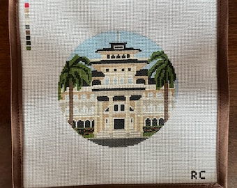 Primera Dama de Waikīkī / Lienzo de tapicería de 18 hilos pintado a mano.