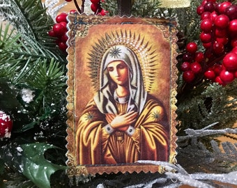 Soft cloth Catholic Christmas ornament - Our Lady of Sorrows - Mary Christmas Ornament - Kids Christmas Ornament - fabric ornament